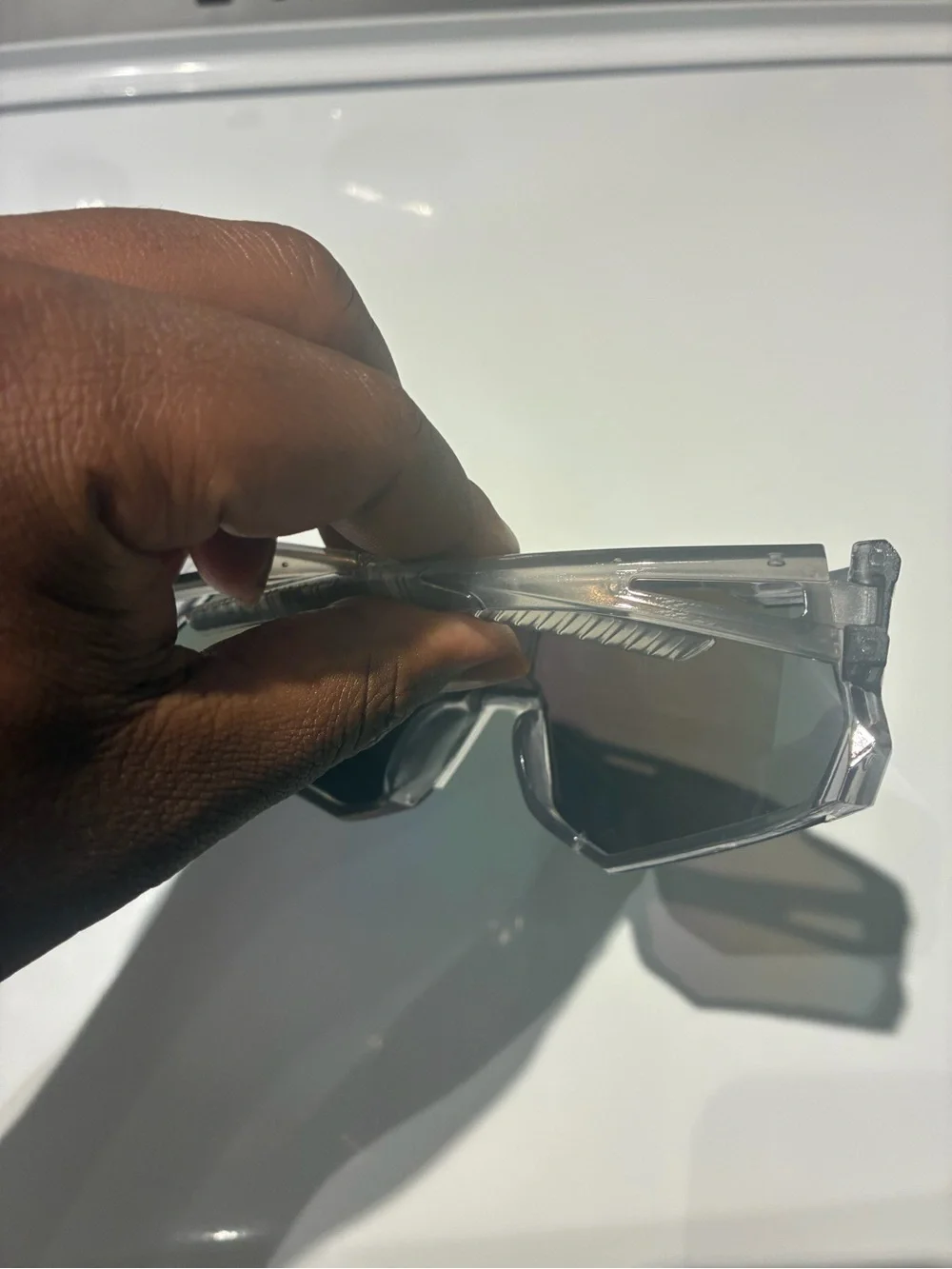 Clear Frame Sunglasses with Green Mirrored Lens - Unbranded